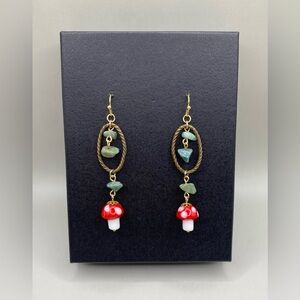 🌿🍄Jasper Mushroom Earrings